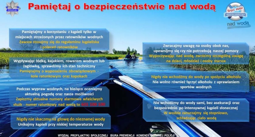 komunikaty policji, Rozsądek podczas przebywania wodą! - zdjęcie, fotografia